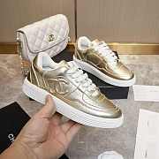 Chanel CC Logo Gold Low Top Sneakers - 4