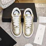 Chanel CC Logo Gold Low Top Sneakers - 2