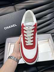 Chanel CC Logo Suede Red Low Top Sneakers - 6