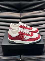 Chanel CC Logo Suede Red Low Top Sneakers - 5