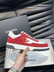 Chanel CC Logo Suede Red Low Top Sneakers - 3