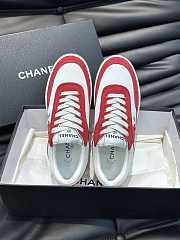 Chanel CC Logo Suede Red Low Top Sneakers - 4