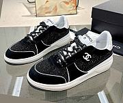 Chanel Strass Crystal Black White Suede Sneakers - 1