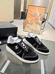 Chanel Strass Crystal Black White Suede Sneakers - 5