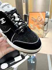Chanel Strass Crystal Black White Suede Sneakers - 3
