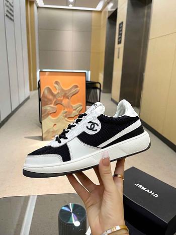 Chanel White Suede Logo Sneakers