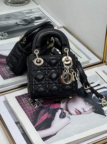 Dior Small Lady Dior Bag Black Cannage Size 20x8x17CM