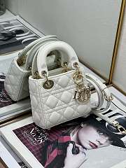Dior Small Lady Dior Bag White Cannage Size 20x8x17CM - 5