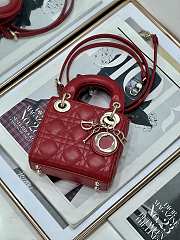 Dior Small Lady Dior Bag Red Cannage Size 20x8x17CM - 6
