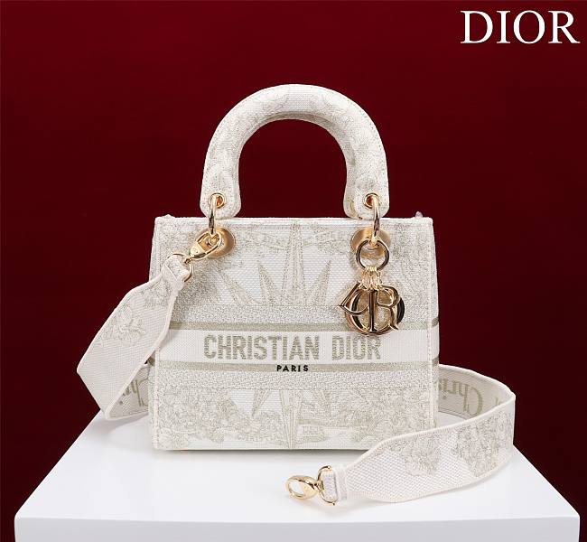 Dior Lady D-Lite White in Black Toile De Jouy 36x27x16CM - 1