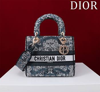 Dior Lady D-Lite Bag in Blue Toile De Jouy 36x27x16CM