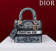 Dior Lady D-Lite Bag in Blue Toile De Jouy 36x27x16CM - 6