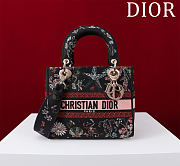 Dior Lady D-Lite Bag in Black Red Toile De Jouy 36x27x16CM - 1