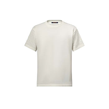 LV Short-Sleeved Cotton Crewneck Blanc