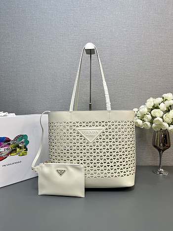 Prada Panier Leather White Bag Size 32x29CM