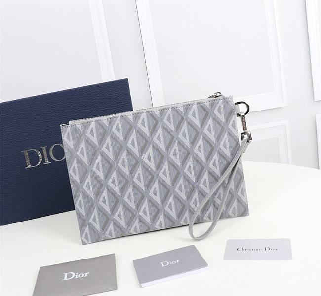 D:Dior A5 Pouch Diamond Bag Canvas Gray Size 27x18cm - 1