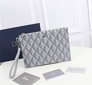 D:Dior A5 Pouch Diamond Bag Canvas Gray Size 27x18cm - 4