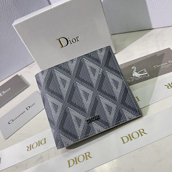 Dior Vertical Bifold Wallet Canvas Gray