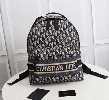 Dior Backpack Blue Dior ObliqueTechnical Jacquard Size 30x42x14cm