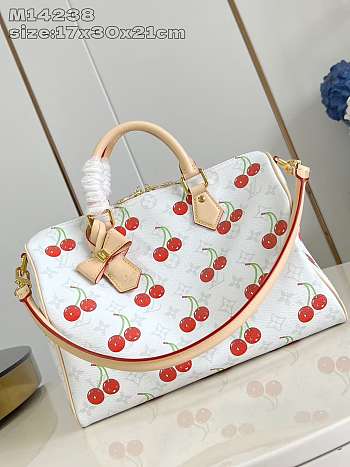 LV Speedy Soft 30 x TM Bag White Cherry Size 30x21x17CM
