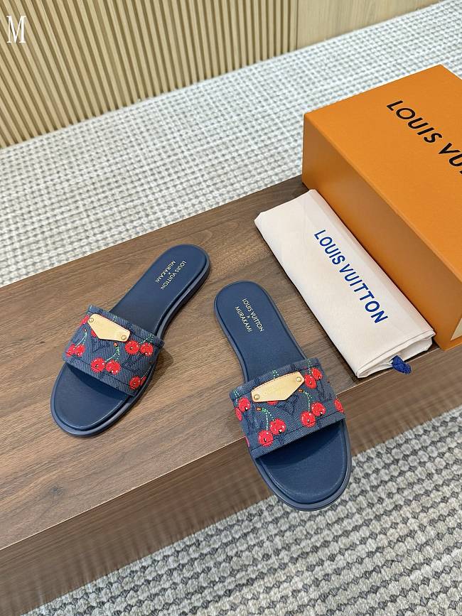 LV x TM Lily Flat Mule Navy Cherry 3723012 - 1