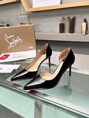Christian Louboutin Iriza Pumps Nappa Patent Calf Leather Bianco Black 85 mm - 2