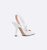 J'aDior Slingback Pump White Cotton Embroidery 9cm - 6