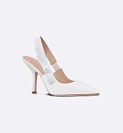 J'aDior Slingback Pump White Cotton Embroidery 9cm - 3