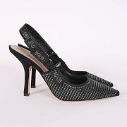 J'aDior Slingback Pump Black Cotton Embroidered with Silver-Tone Strass - 3