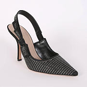 J'aDior Slingback Pump Black Cotton Embroidered with Silver-Tone Strass - 4