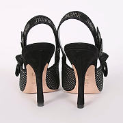 J'aDior Slingback Pump Black Cotton Embroidered with Silver-Tone Strass - 6