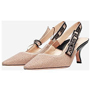 J'aDior Slingback Pump Deep Blush Embroidered Jute Canvas - 4
