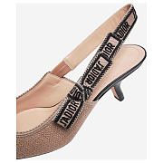J'aDior Slingback Pump Deep Blush Embroidered Jute Canvas - 3