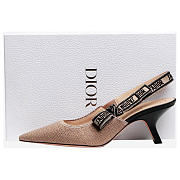J'aDior Slingback Pump Deep Blush Embroidered Jute Canvas - 2