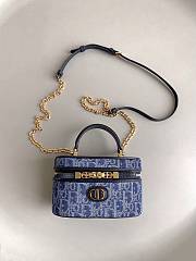 Dior Caro Vanity Denim Blue Bag Size 16x8x9CM - 3