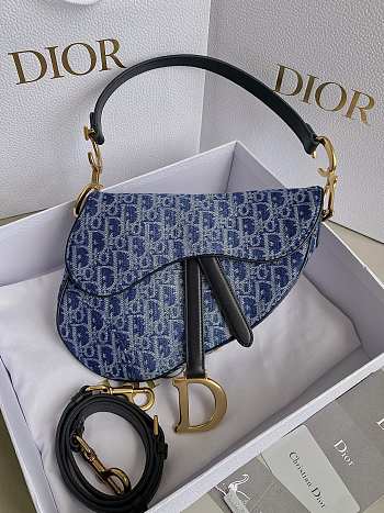 Dior Saddle Denim Blue Bag Size 24x6x18CM