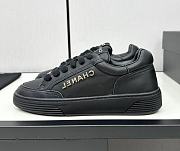 Chanel Black Leather Low Top Sneakers - 1