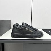 Chanel Black Leather Low Top Sneakers - 4