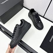 Chanel Black Leather Low Top Sneakers - 3