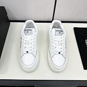 Chanel White Leather Low Top Sneakers - 5