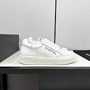 Chanel White Leather Low Top Sneakers - 4