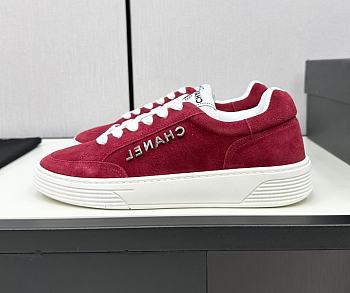 Chanel Red Low Top Sneakers