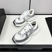 Chanel Fabric & Laminated White & Silver Sneakers - 3