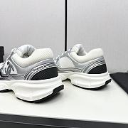 Chanel Fabric & Laminated White & Silver Sneakers - 6
