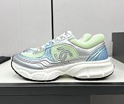 Chanel Fabric & Laminated Green & Silver Sneakers - 1