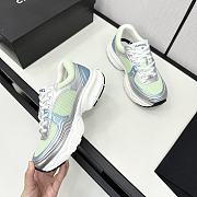 Chanel Fabric & Laminated Green & Silver Sneakers - 5
