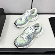 Chanel Fabric & Laminated Green & Silver Sneakers - 3