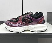 Chanel Fabric & Laminated Purple & Silver Sneakers - 1