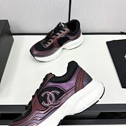 Chanel Fabric & Laminated Purple & Silver Sneakers - 4
