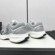 Chanel Fabric & Laminated Grey & Silver Sneakers - 6